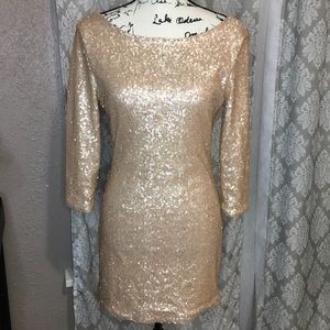 Tobi long sleeve sequin body con mini dress
